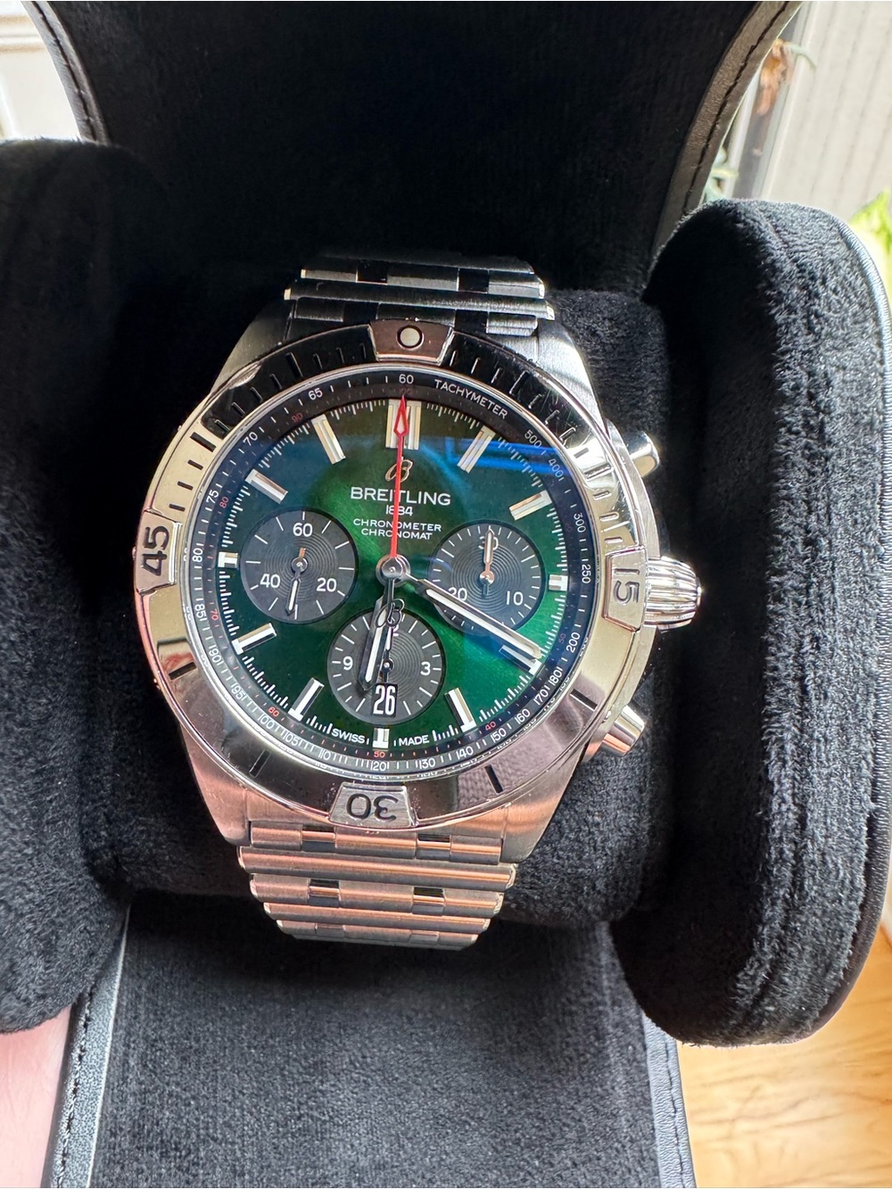 Breitling Stainless Steel Chronograph with Green Dial